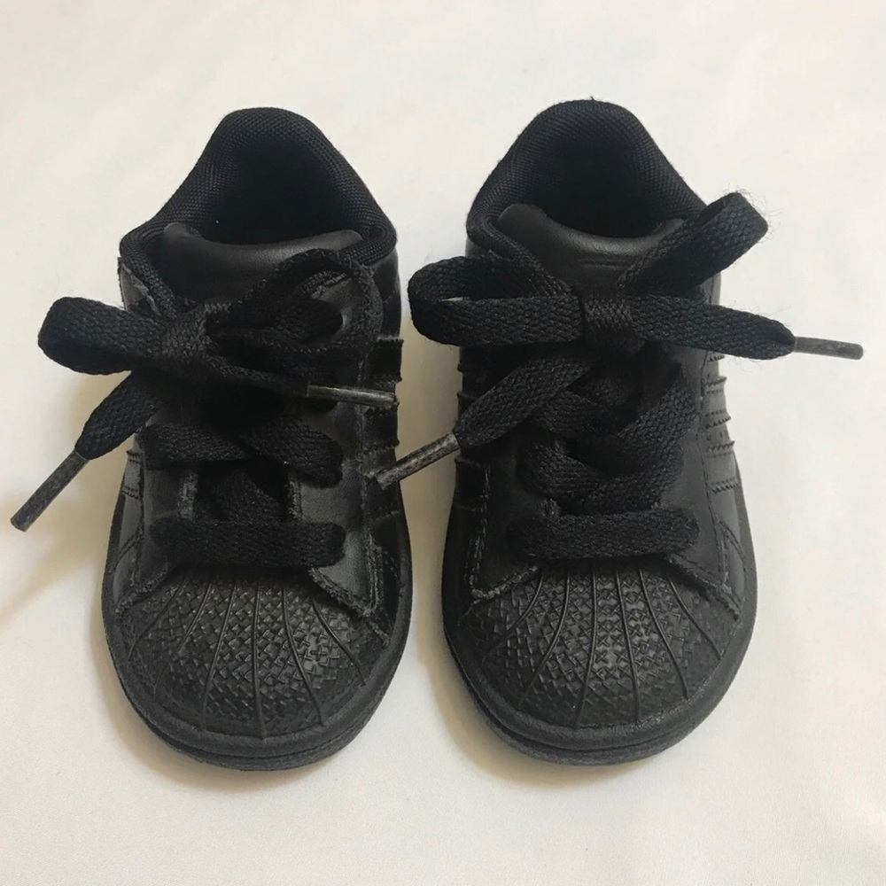 Kids Adidas All Black Superstar Shoes